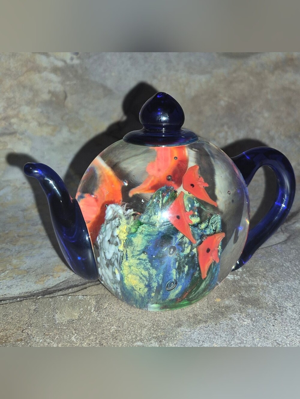 Dynasty Gallery hand blown glass teapot paperweight